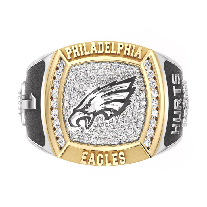 True Fans Jalen Hurts Philadelphia Eagles 1/2 CTTW Men's Diamond Ring ...