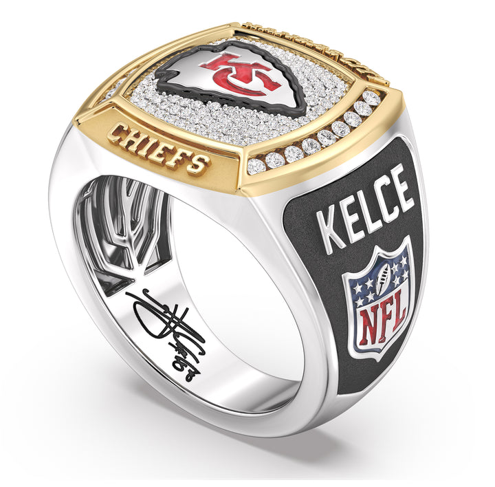 TRAVIS KELCE MEN'S AUTOGRAPH RING with 1/2 CTTW Diamonds, 10K Yellow Gold and Sterling Silver