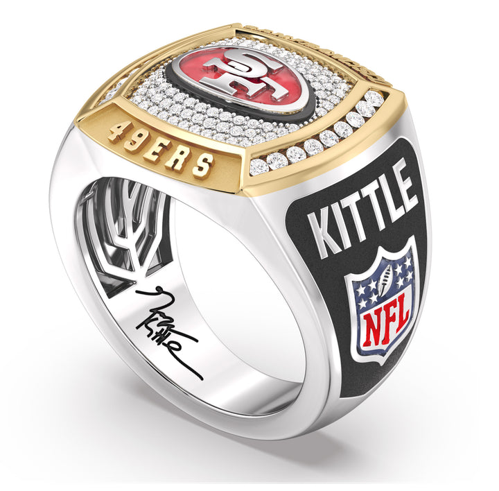 GEORGE KITTLE MEN'S AUTOGRAPH RING with 1/2 CTTW Diamonds, 10K Yellow Gold and Sterling Silver