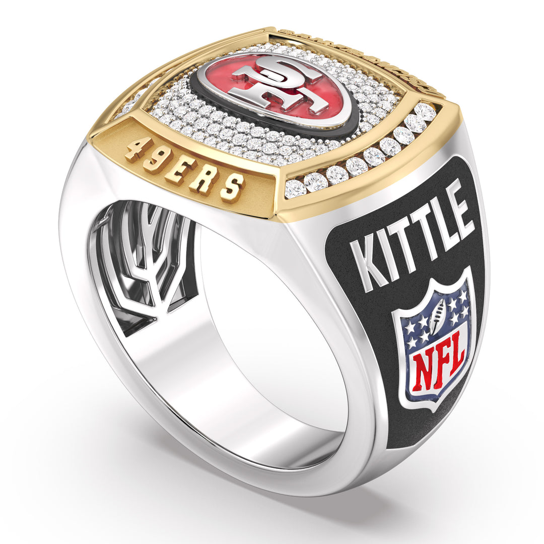 GEORGE KITTLE MEN'S CHAMPIONS RING with 1/2 CTTW Diamonds, 10K Yellow Gold and Sterling Silver