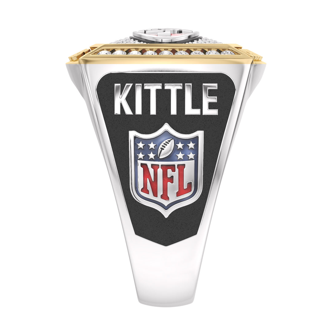 GEORGE KITTLE MEN'S CHAMPIONS RING with 1/2 CTTW Diamonds, 10K Yellow Gold and Sterling Silver