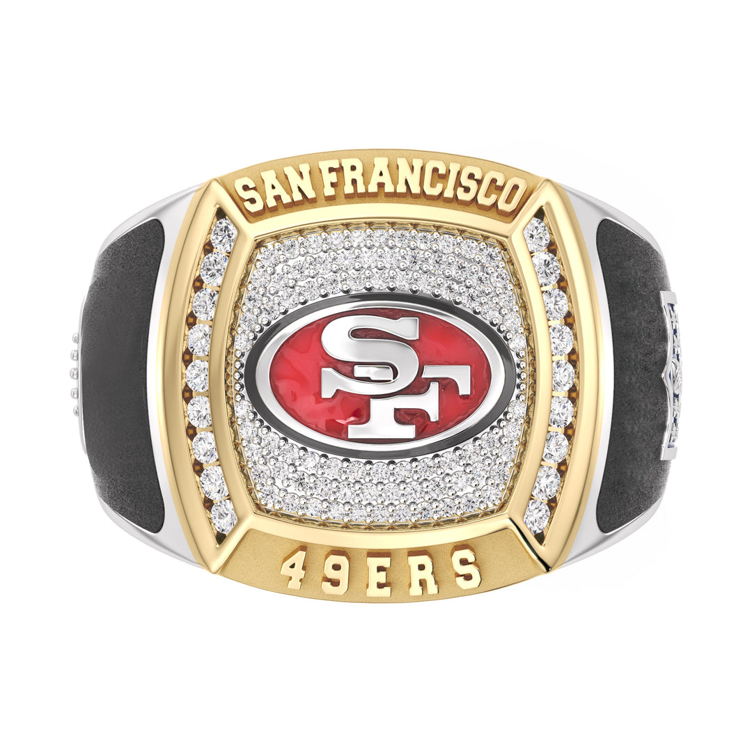 NFL SAN FRANSISCO 49ERS MEN'S CUSTOM RING with 1/2 CTTW Diamonds, 10K Yellow Gold and Sterling Silver