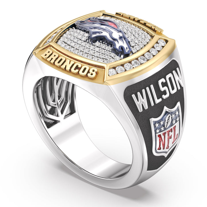 RUSSELL WILSON MEN'S CHAMPIONS RING with 1/2 CTTW Diamonds, 10K Yellow Gold and Sterling Silver