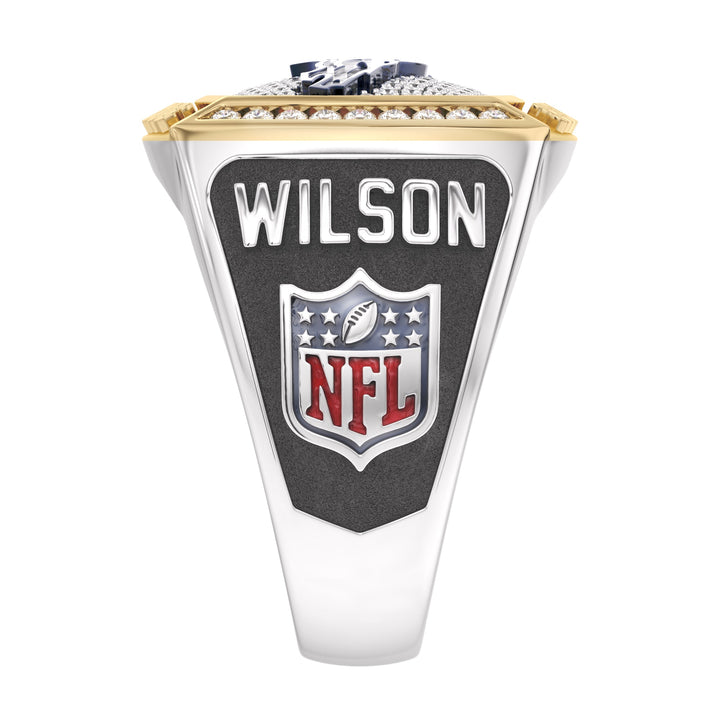 RUSSELL WILSON MEN'S CHAMPIONS RING with 1/2 CTTW Diamonds, 10K Yellow Gold and Sterling Silver