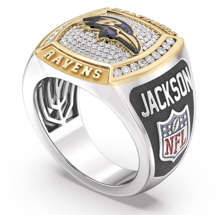 LAMAR JACKSON MEN'S CHAMPIONS RING with 1/2 CTTW Diamonds, 10K Yellow Gold and Sterling Silver