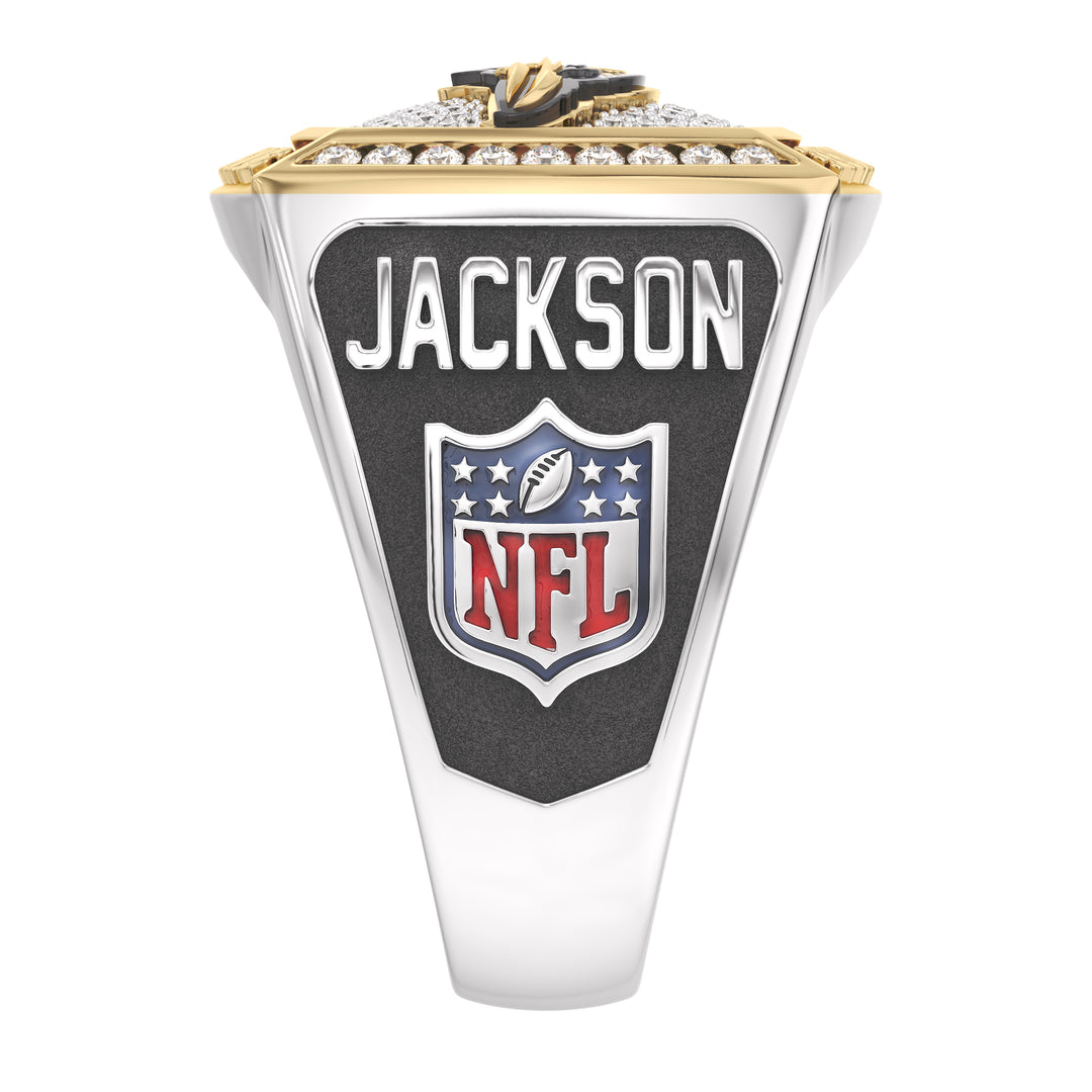 LAMAR JACKSON MEN'S CHAMPIONS RING with 1/2 CTTW Diamonds, 10K Yellow Gold and Sterling Silver