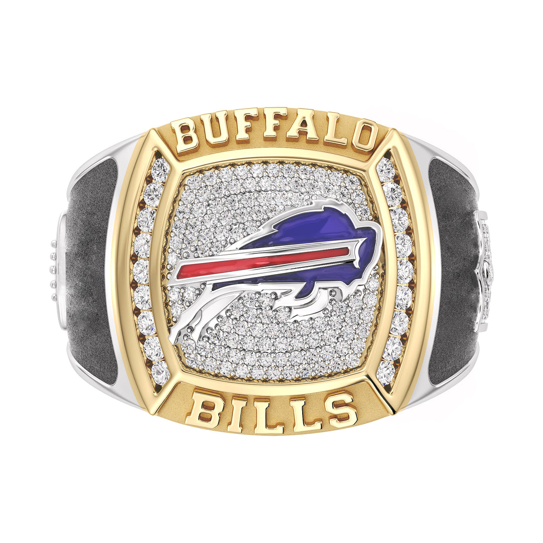 NFL BUFFALO BILLS MEN'S CUSTOM RING with 1/2 CTTW Diamonds, 10K Yellow Gold and Sterling Silver
