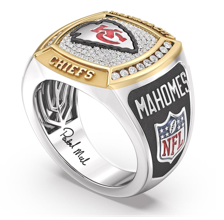 PATRICK MAHOMES MEN'S AUTOGRAPH RING with 1/2 CTTW Diamonds, 10K Yellow Gold and Sterling Silver