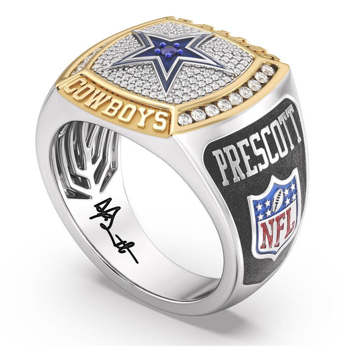 DAK PRESCOTT MEN'S AUTOGRAPH RING with 1/2 CTTW Diamonds, 10K Yellow Gold and Sterling Silver