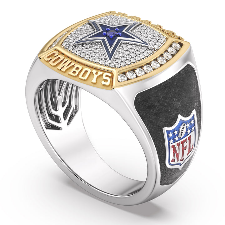 NFL DALLAS COWBOYS MEN'S CUSTOM RING with 1/2 CTTW Diamonds, 10K Yellow Gold and Sterling Silver