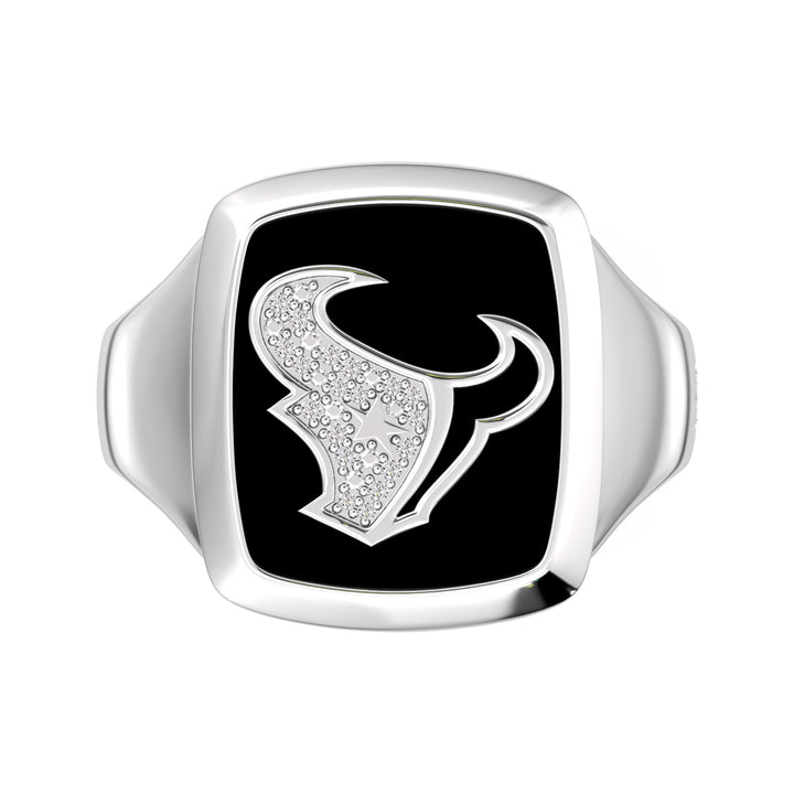 NFL HOUSTON TEXANS MEN'S ONYX RING 
with 1/20 CTTW Diamonds and Sterling Silver
