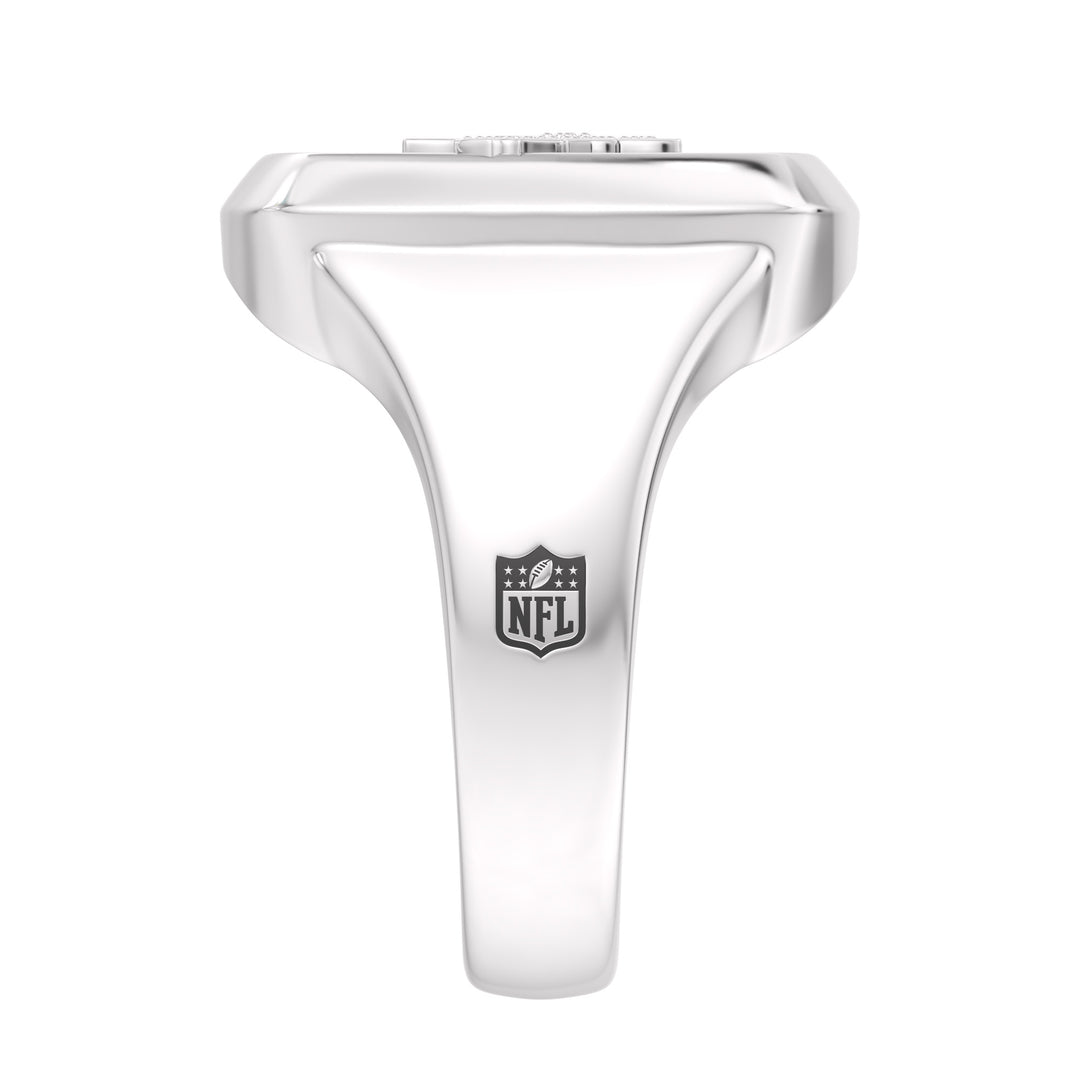 NFL DENVER BRONCOS MEN'S ONYX RING 
with 1/20 CTTW Diamonds and Sterling Silver