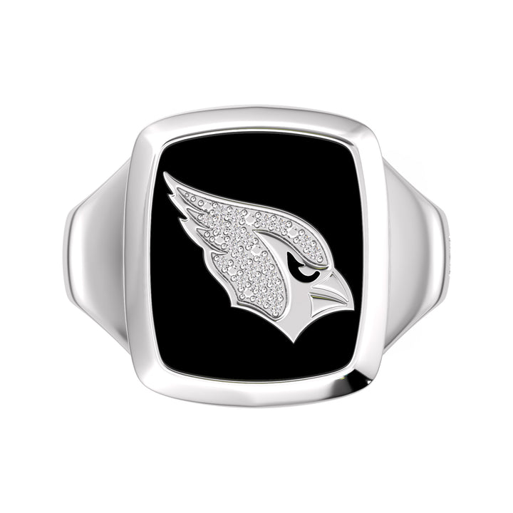NFL ARIZONA CARDINALS MEN'S ONYX RING
 with 1/20 CTTW Diamonds and Sterling Silver