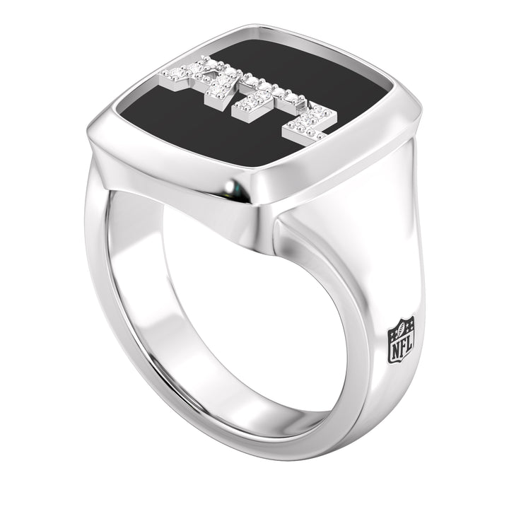 NFL ATLANTA FALCONS MEN'S ONYX RING
 with 1/20 CTTW Diamonds and Sterling Silver