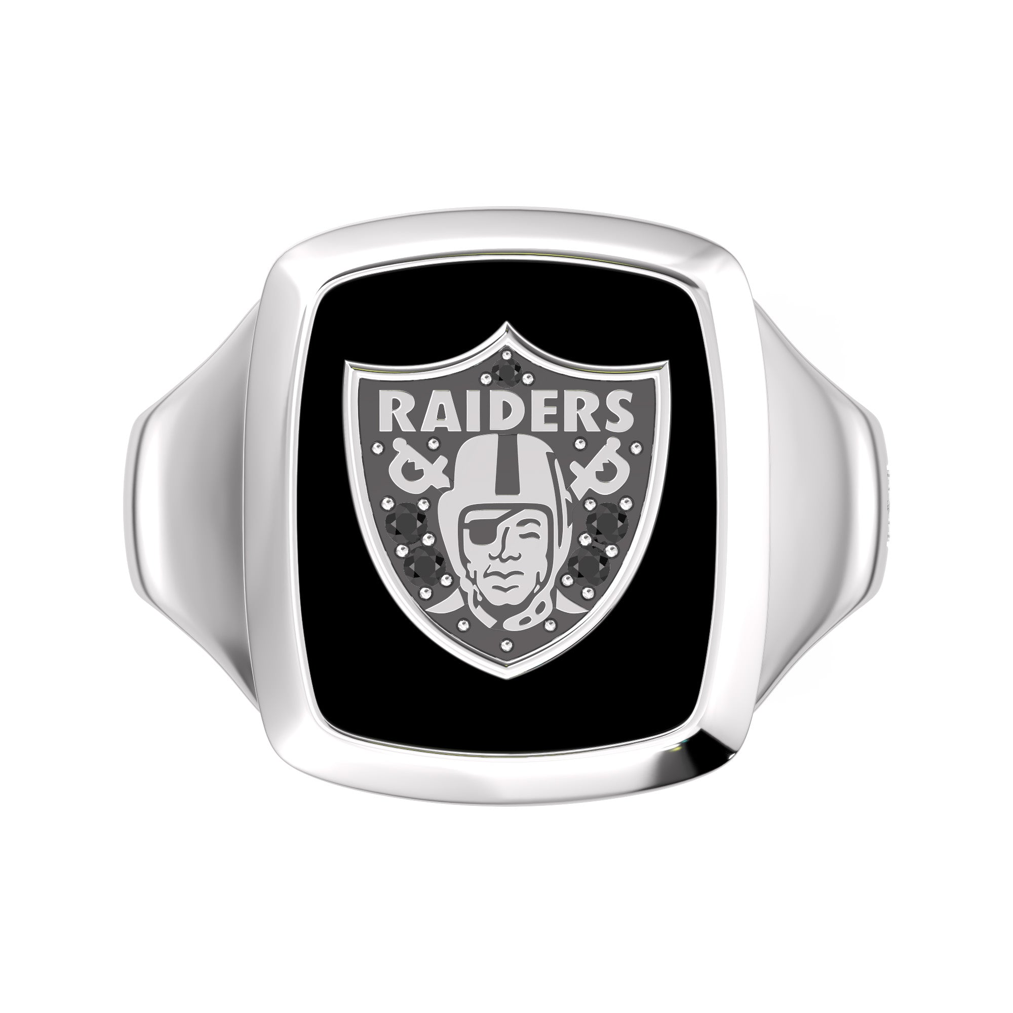 NFL LAS VEGAS RAIDERS MEN'S ONYX RING with 1/20 CTTW Diamonds and