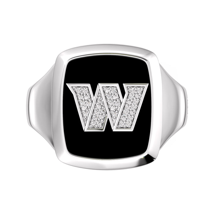 NFL WASHINGTON COMMANDERS MEN'S ONYX RING with 1/20 CTTW Diamonds and Sterling Silver