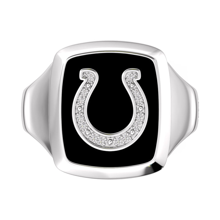 NFL INDIANAPOLIS COLTS MEN'S ONYX RING with 1/20 CTTW Diamonds and Sterling Silver
