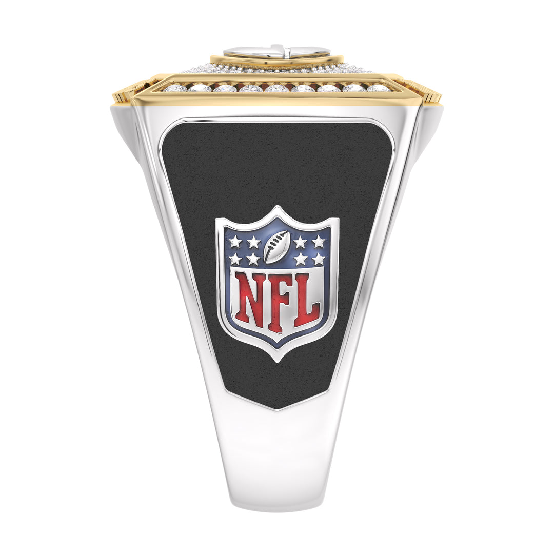 True Fans Customized Green Bay Packers Ring with 1/2 CTTW Diamonds in 10K and Silver