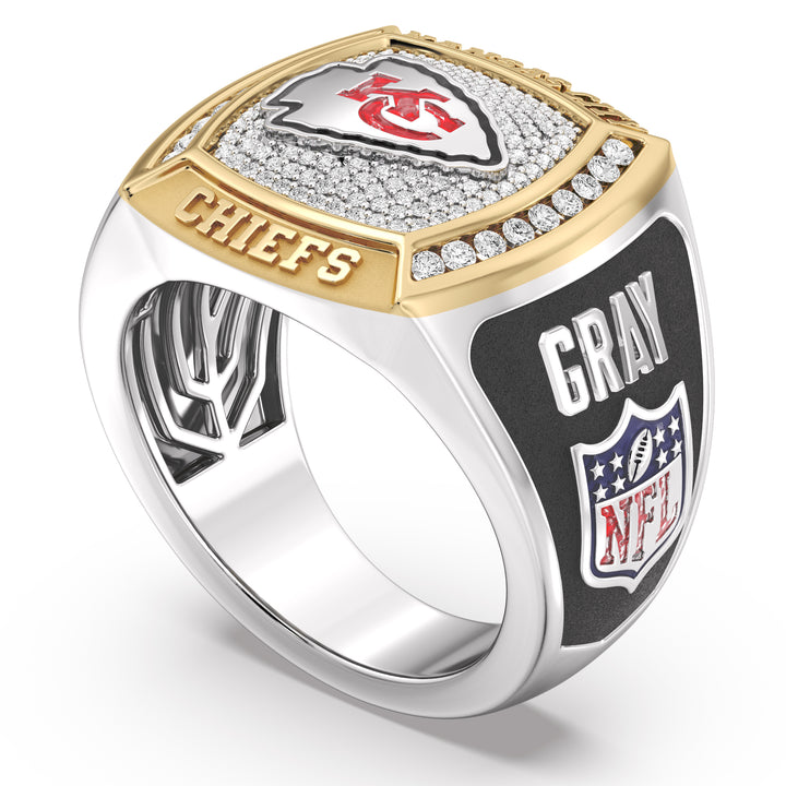 NOAH GRAY MEN'S CHAMPIONS RING with 1/2 CTTW Diamonds, 10K Yellow Gold and Sterling Silver