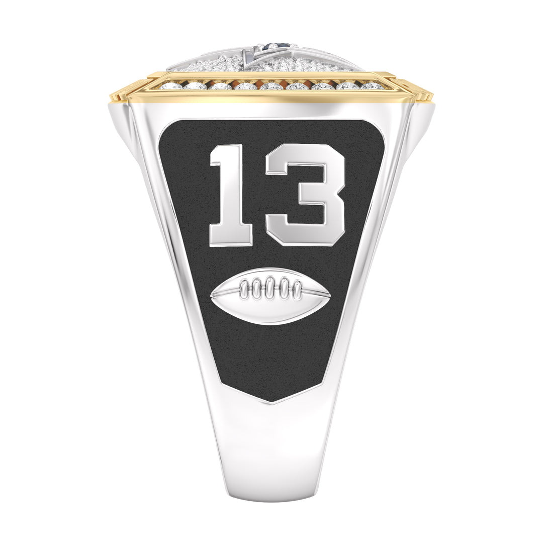 MICHAEL GALLUP MEN'S CHAMPIONS RING with 1/2 CTTW Diamonds, 10K Yellow Gold and Sterling Silver