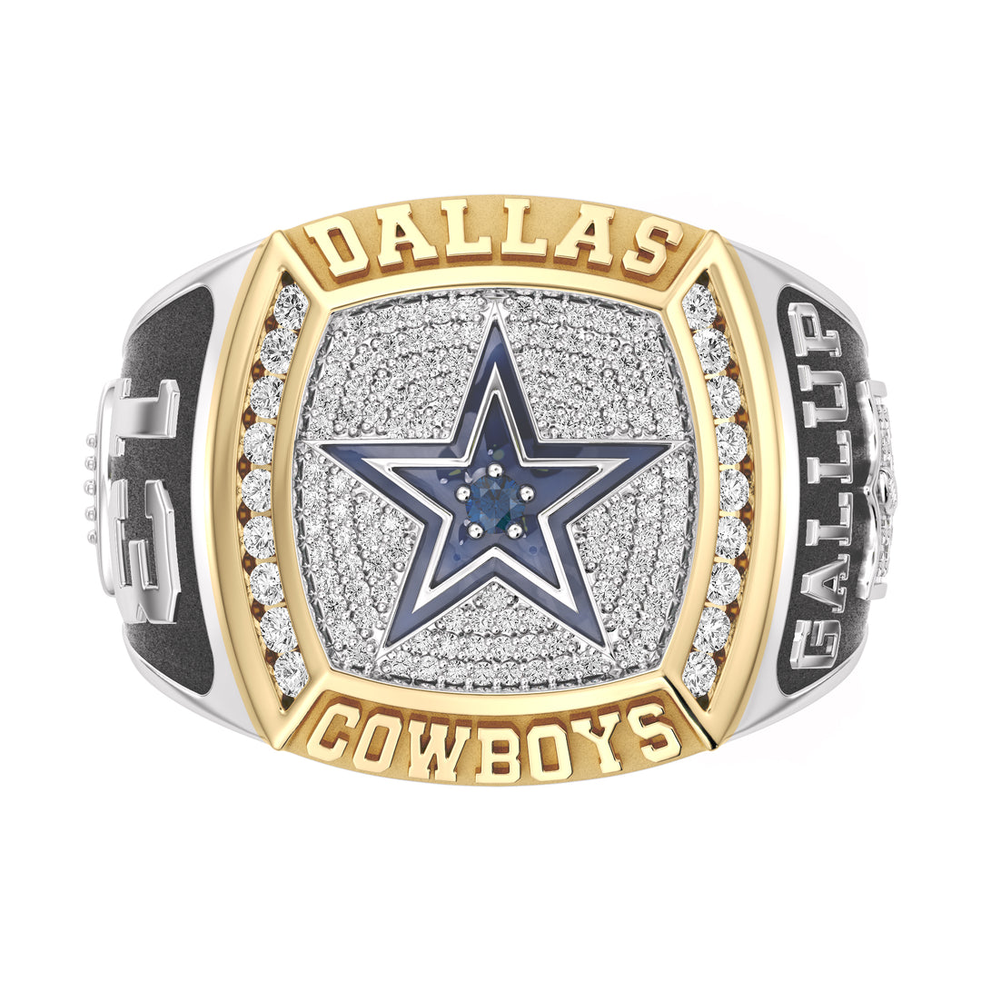 MICHAEL GALLUP MEN'S CHAMPIONS RING with 1/2 CTTW Diamonds, 10K Yellow Gold and Sterling Silver