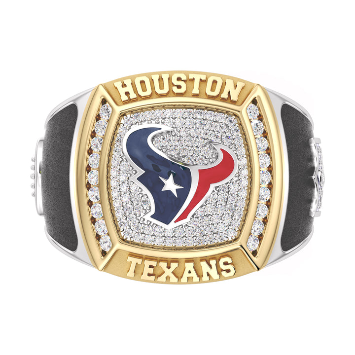 NFL HOUSTON TEXANS MEN'S CUSTOM RING with 1/2 CTTW Diamonds, 10K Yellow Gold and Sterling Silver