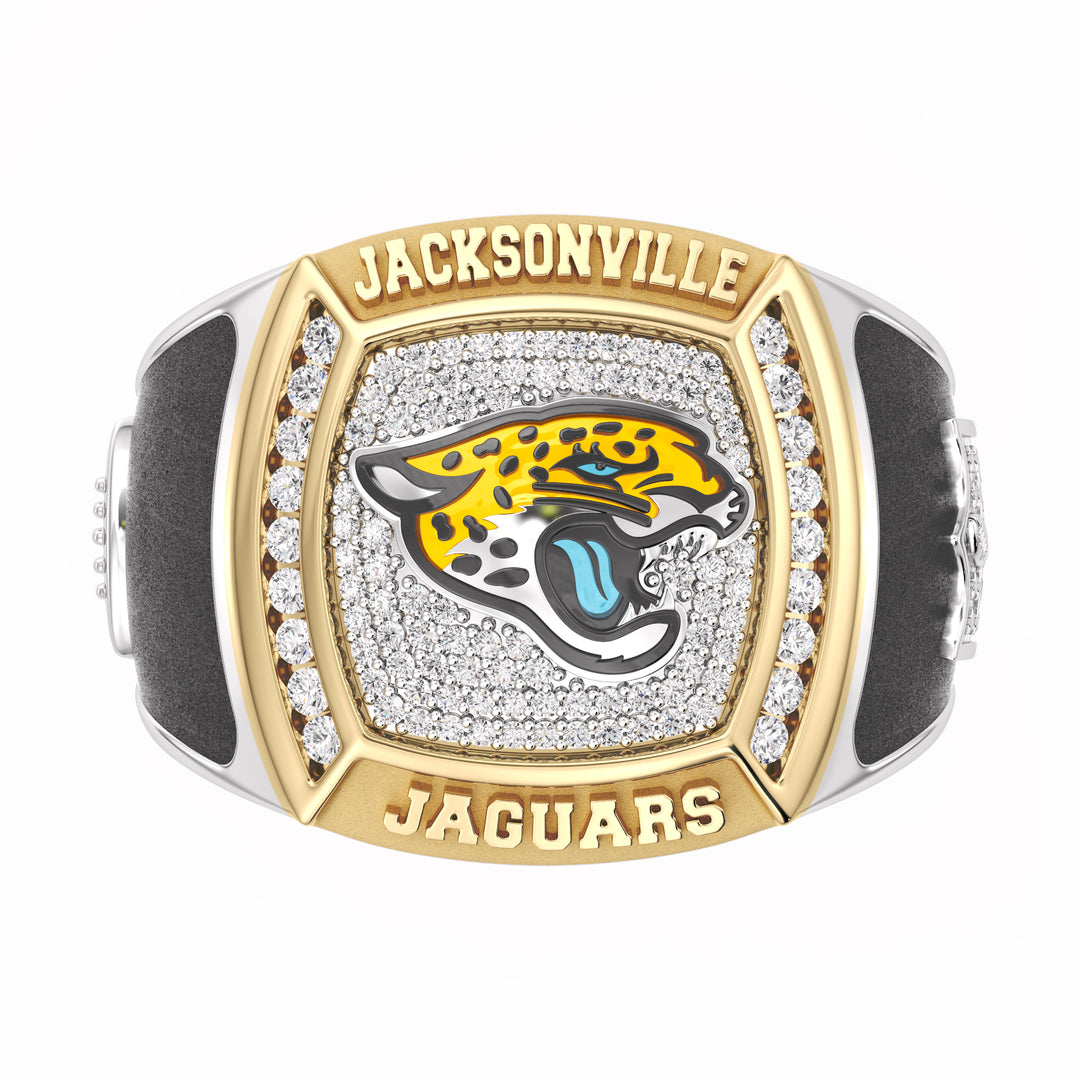 NFL JACKSONVILLE JAGUARS MEN'S CUSTOM RING with 1/2 CTTW Diamonds, 10K Yellow Gold and Sterling Silver