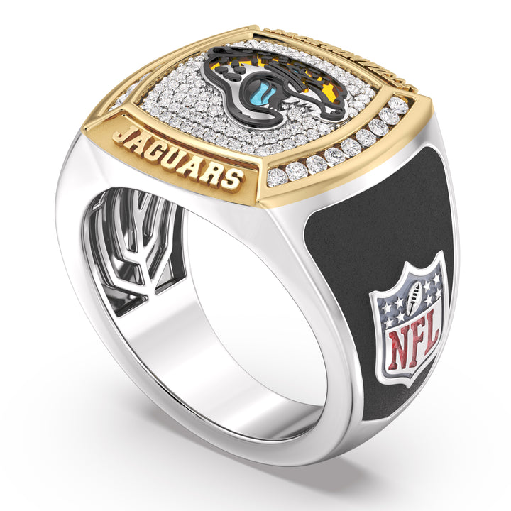 NFL JACKSONVILLE JAGUARS MEN'S CUSTOM RING with 1/2 CTTW Diamonds, 10K Yellow Gold and Sterling Silver