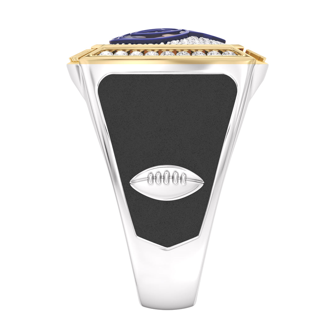 NFL LOS ANGELES RAMS MEN'S CUSTOM RING with 1/2 CTTW Diamonds, 10K Yellow Gold and Sterling Silver