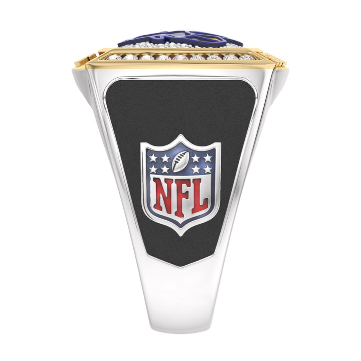 NFL LOS ANGELES RAMS MEN'S CUSTOM RING with 1/2 CTTW Diamonds, 10K Yellow Gold and Sterling Silver