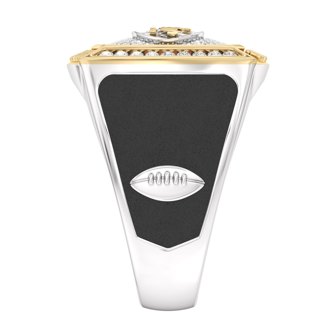 NFL NEW YORK JETS MEN'S CUSTOM RING with 1/2 CTTW Diamonds, 10K Yellow Gold and Sterling Silver