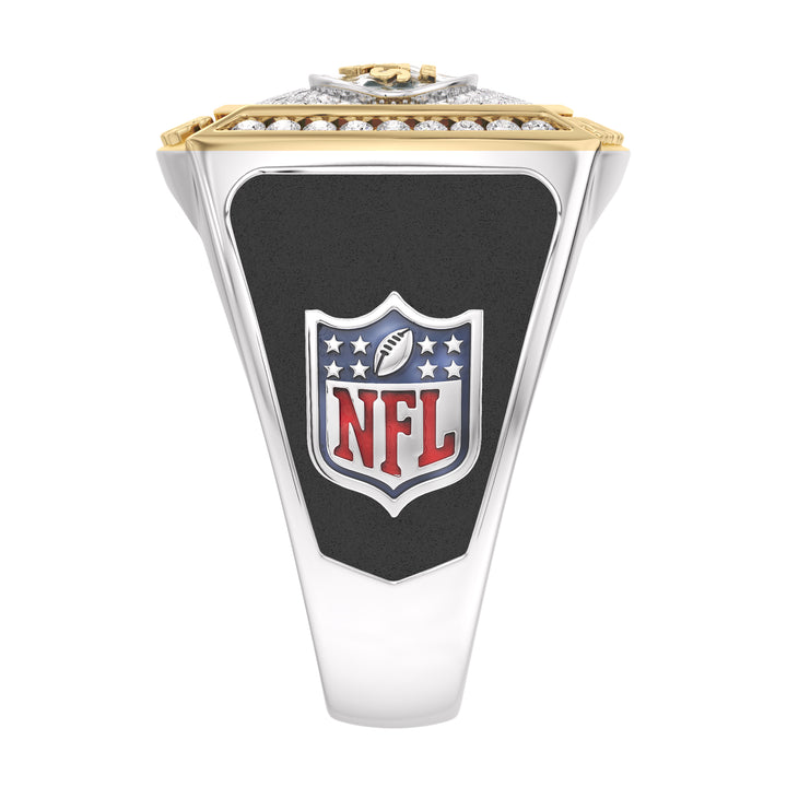 NFL NEW YORK JETS MEN'S CUSTOM RING with 1/2 CTTW Diamonds, 10K Yellow Gold and Sterling Silver