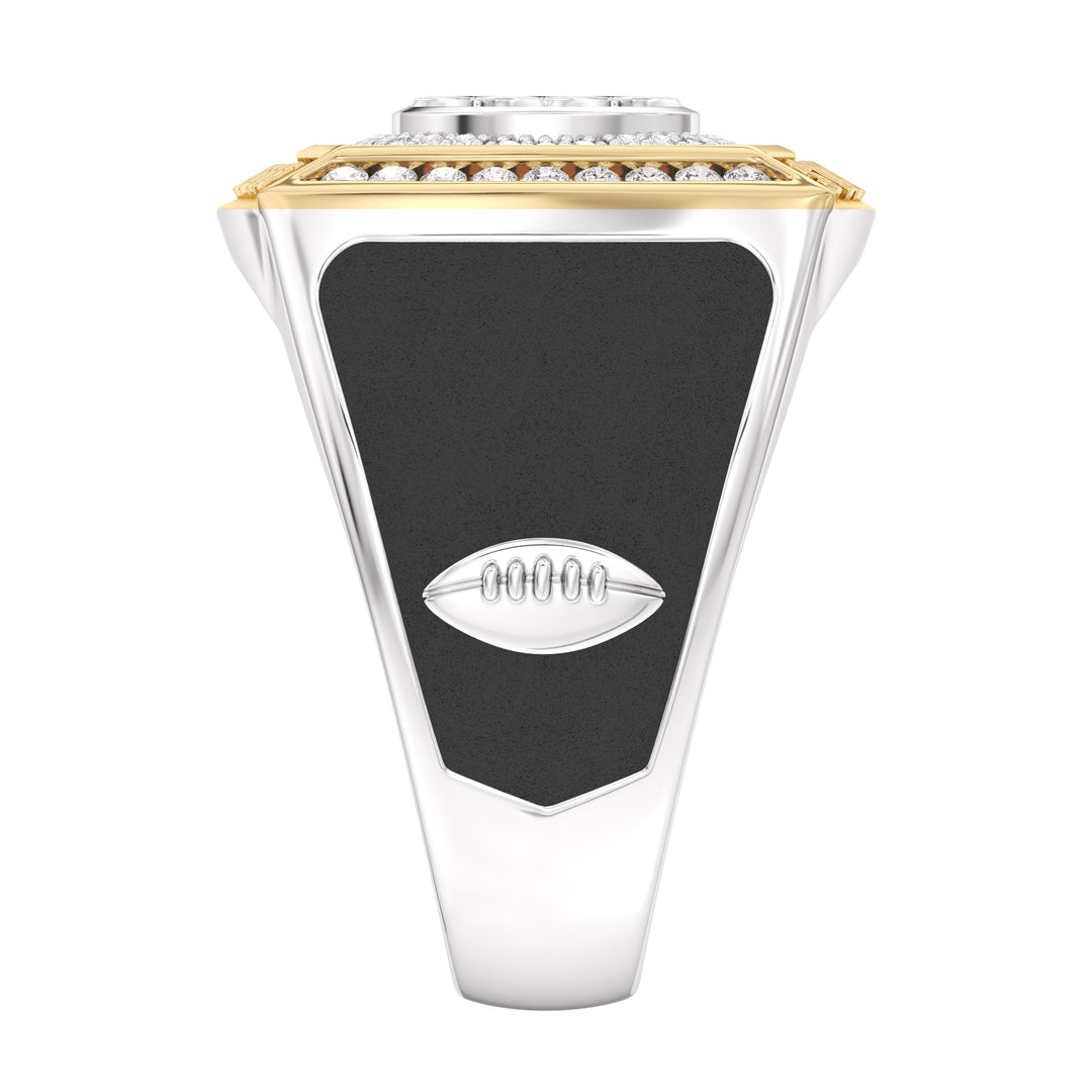 NFL PITTSBURGH STEELERS MEN'S CUSTOM RING with 1/2 CTTW Diamonds, 10K Yellow Gold and Sterling Silver