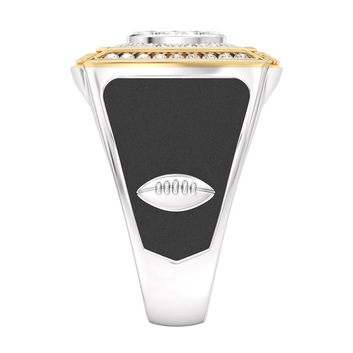 NFL PITTSBURGH STEELERS MEN'S CUSTOM RING with 1/2 CTTW Diamonds, 10K Yellow Gold and Sterling Silver