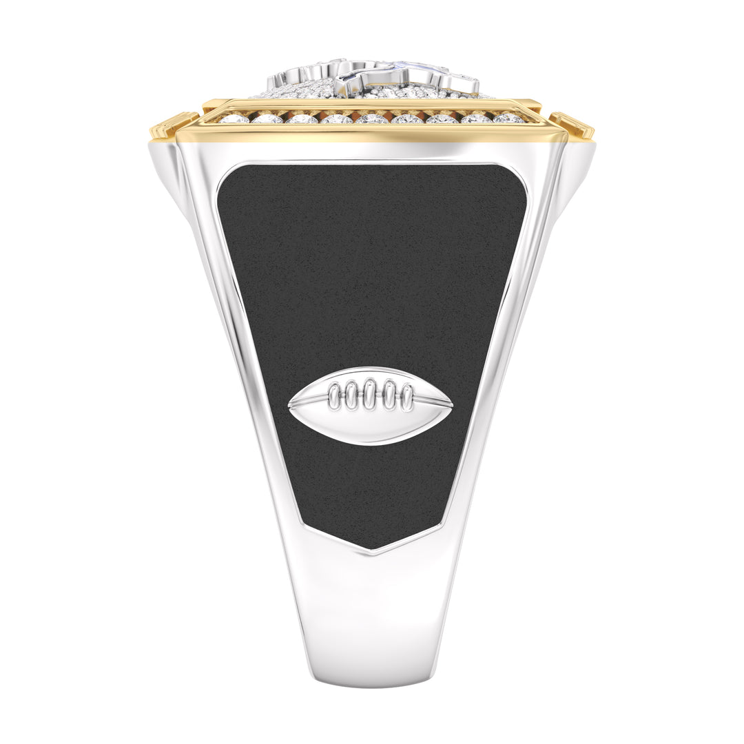 NFL DETROIT LIONS MEN'S CUSTOM RING with 1/2 CTTW Diamonds, 10K Yellow Gold and Sterling Silver
