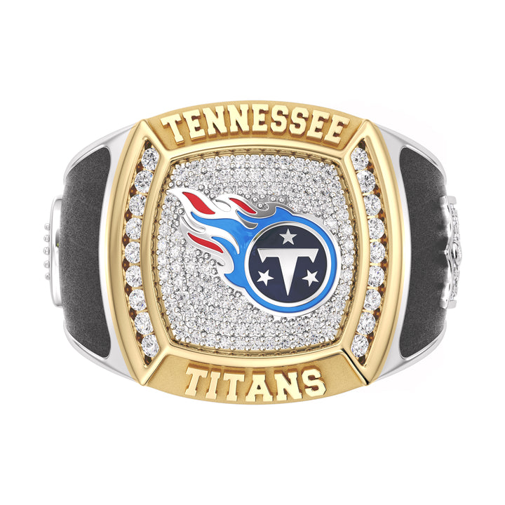 NFL TENNESSEE TITANS MEN'S CUSTOM RING with 1/2 CTTW Diamonds, 10K Yellow Gold and Sterling Silver