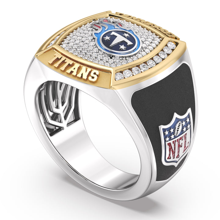 NFL TENNESSEE TITANS MEN'S CUSTOM RING with 1/2 CTTW Diamonds, 10K Yellow Gold and Sterling Silver