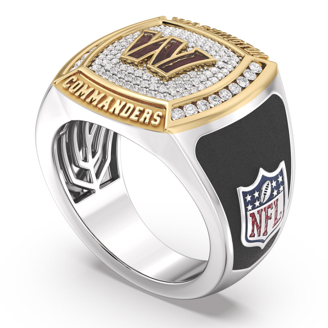 NFL WASHINGTON COMMANDERS MEN'S CUSTOM RING with 1/2 CTTW Diamonds, 10K Yellow Gold and Sterling Silver