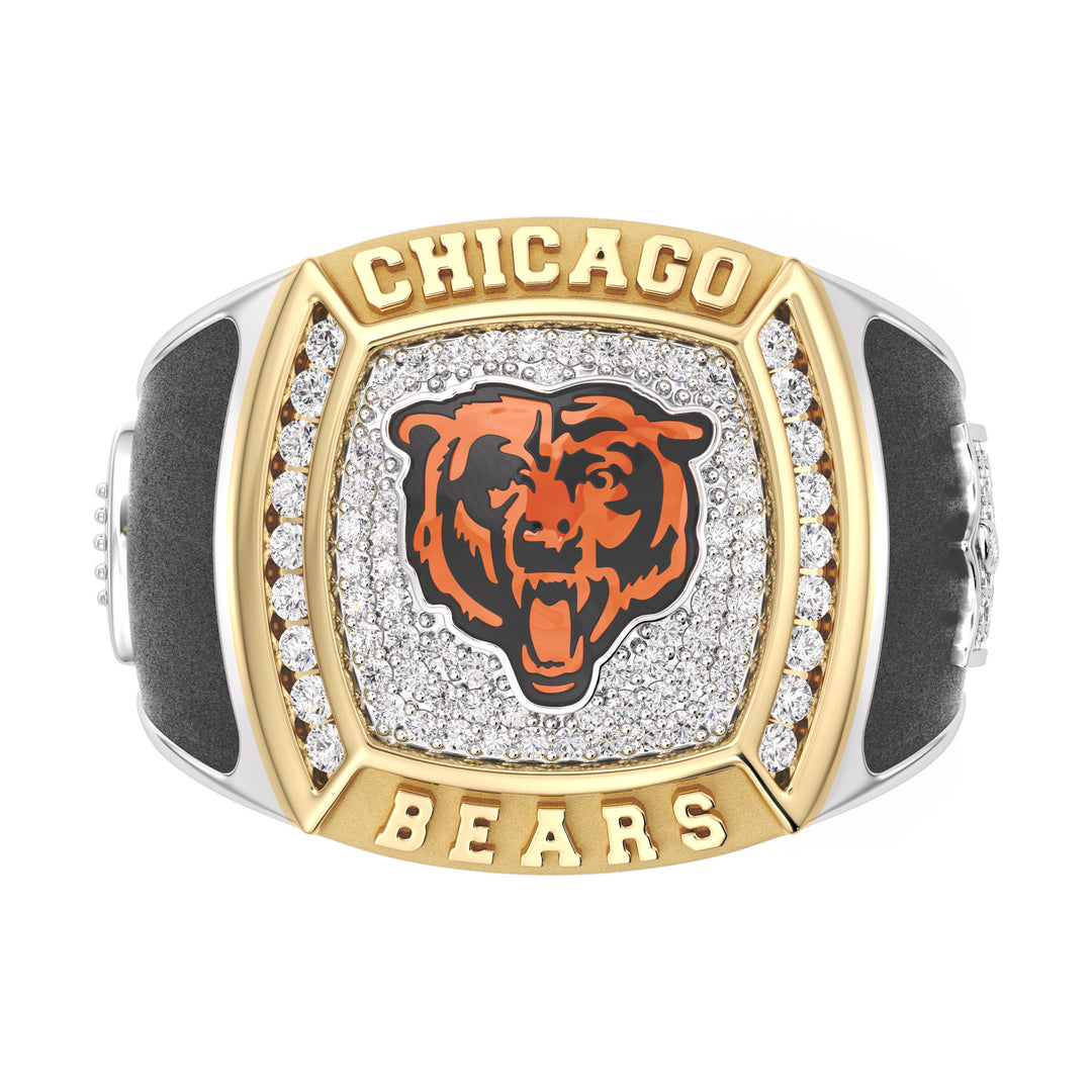 NFL CHICAGO BEARS MEN'S CUSTOM RING with 1/2 CTTW Diamonds, 10K Yellow Gold and Sterling Silver