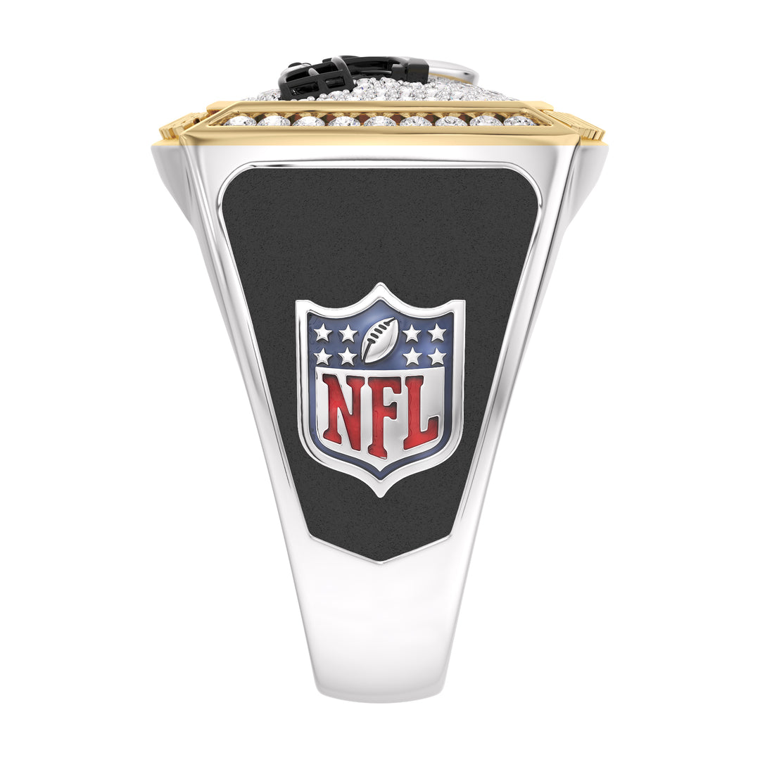 NFL CLEVELAND BROWNS MEN'S CUSTOM RING with 1/2 CTTW Diamonds, 10K Yellow Gold and Sterling Silver