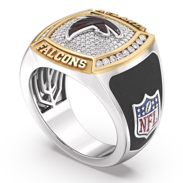 NFL ATLANTA FALCONS MEN'S CUSTOM RING with 1/2 CTTW Diamonds, 10K Yellow Gold and Sterling Silver