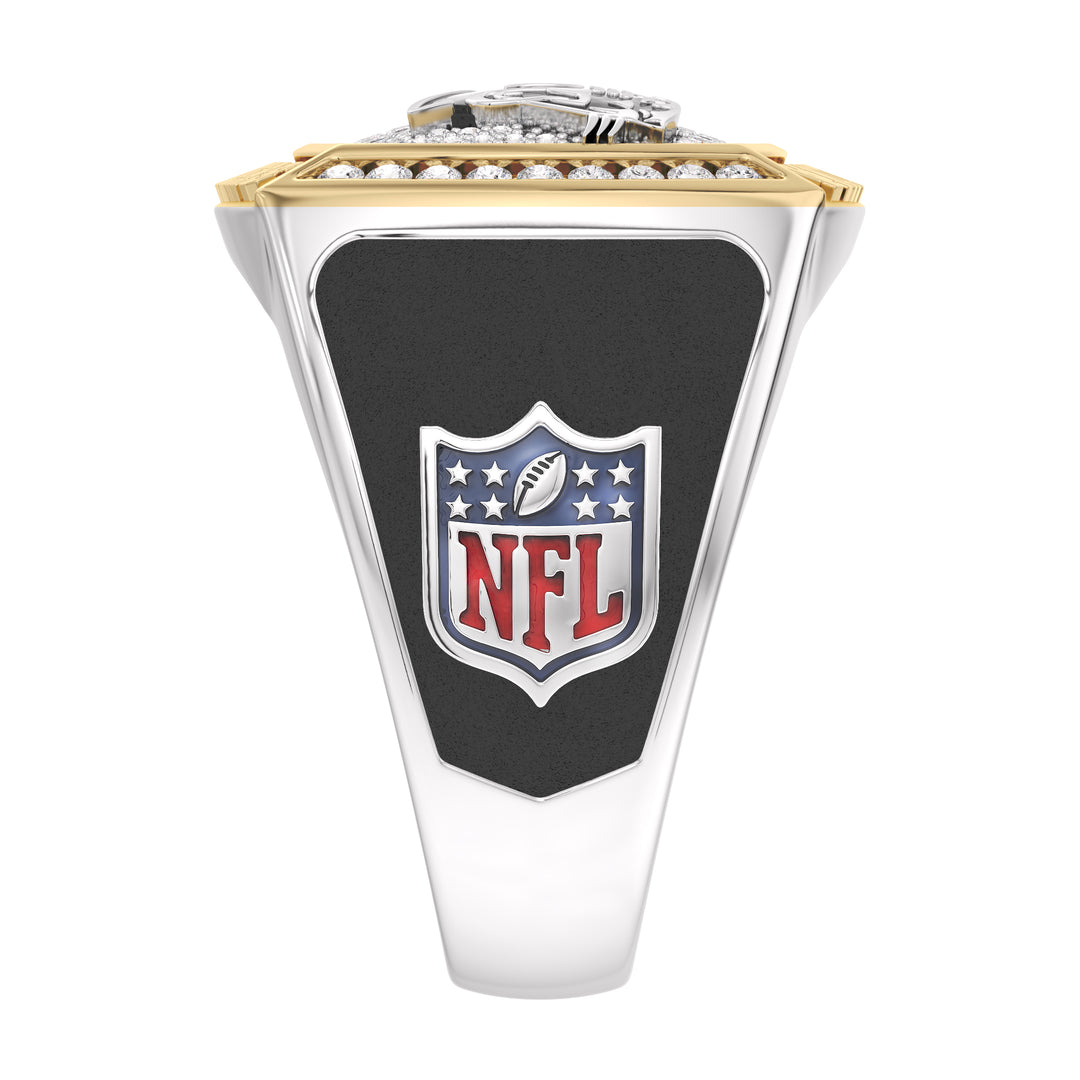 NFL CAROLINA PANTHERS MEN'S CUSTOM RING with 1/2 CTTW Diamonds, 10K Yellow Gold and Sterling Silver