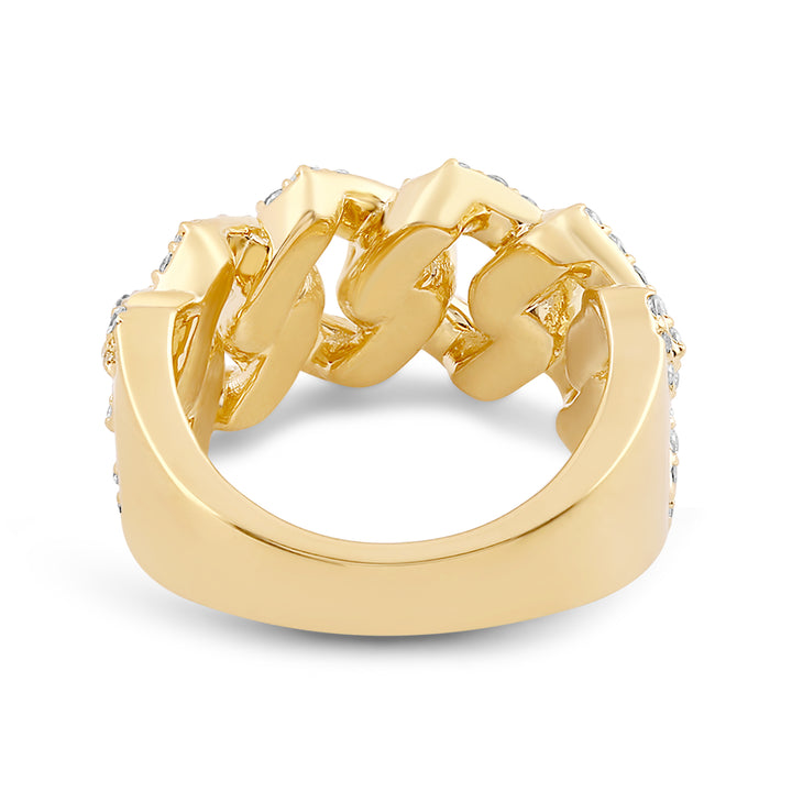 CUBAN LINK UNISEX DRIPZ RING with Cubic Zirconia Stones and 14K Yellow Gold and Sterling Silver