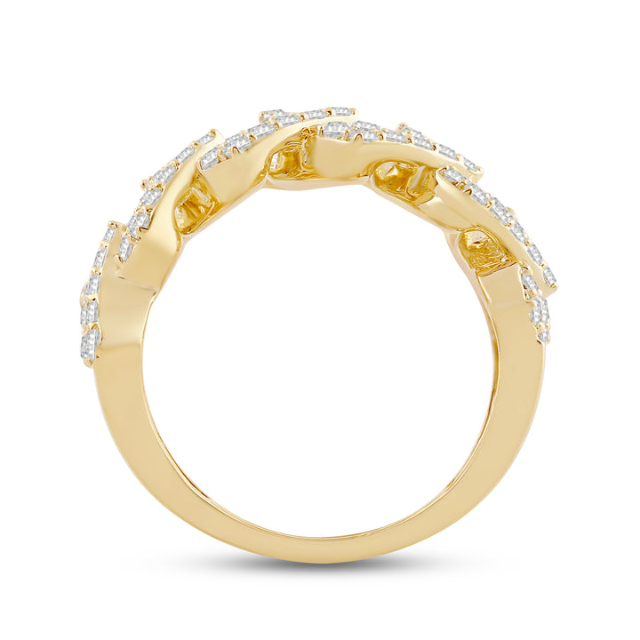 CUBAN LINK UNISEX DRIPZ RING with Cubic Zirconia Stones and 14K Yellow Gold and Sterling Silver