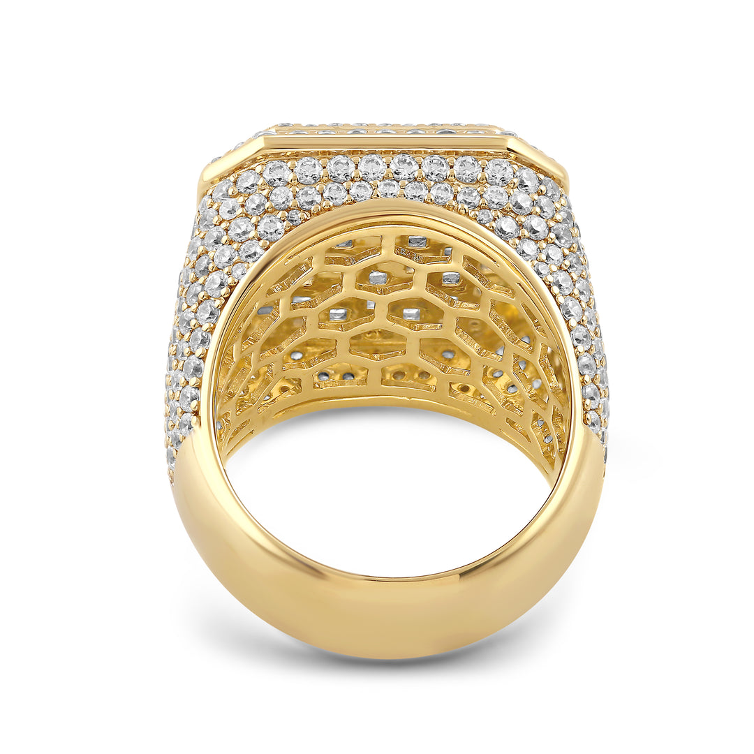 OCTAGON FRAMED MEN'S DRIPZ RING
with Cubic Zirconia Stones and 14K Yellow Gold and Sterling Silver