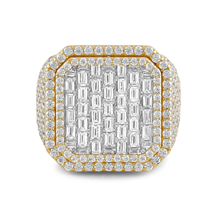 OCTAGON FRAMED MEN'S DRIPZ RING
with Cubic Zirconia Stones and 14K Yellow Gold and Sterling Silver