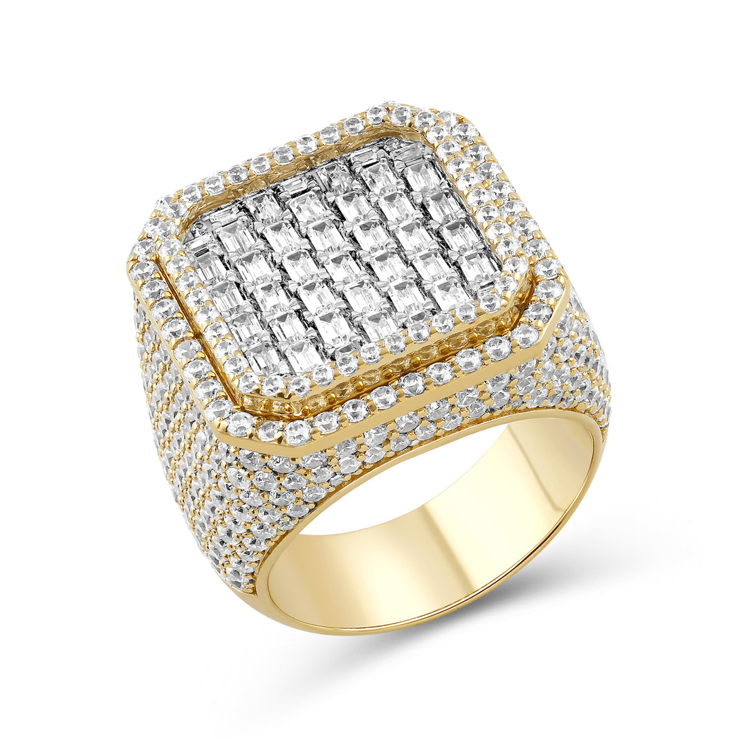 OCTAGON FRAMED MEN'S DRIPZ RING
with Cubic Zirconia Stones and 14K Yellow Gold and Sterling Silver