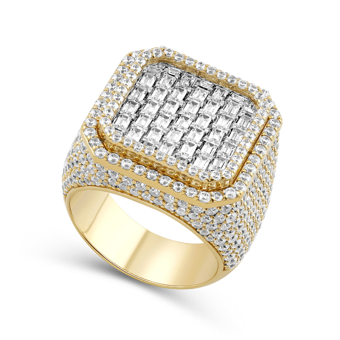 OCTAGON FRAMED MEN'S DRIPZ RING
with Cubic Zirconia Stones and 14K Yellow Gold and Sterling Silver