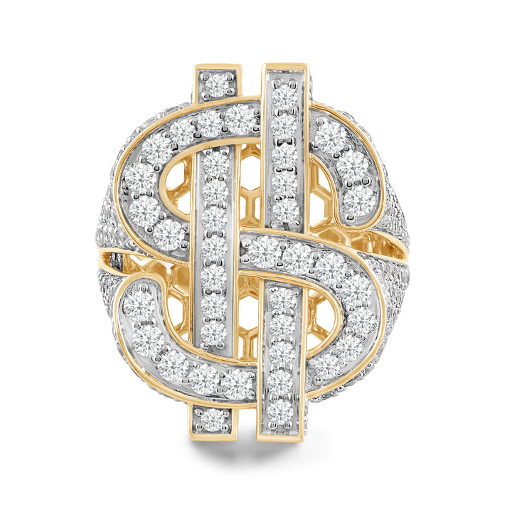 DOLLAR MEN'S DRIPZ RING
with Cubic Zirconia Stones and 14K Yellow Gold and Sterling Silver