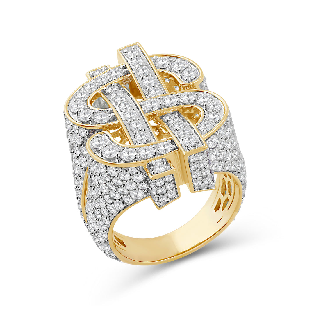 DOLLAR MEN'S DRIPZ RING
with Cubic Zirconia Stones and 14K Yellow Gold and Sterling Silver